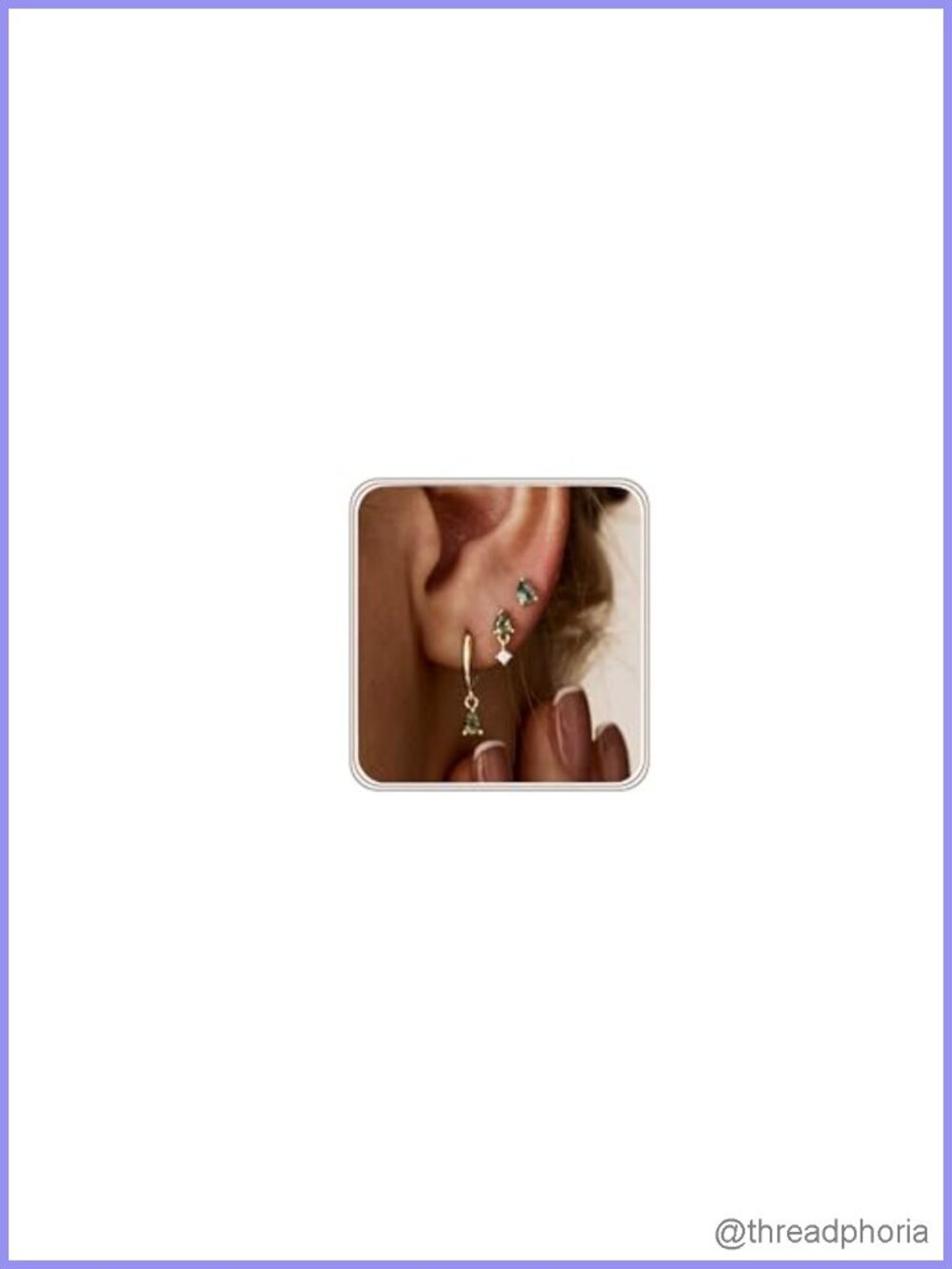 Moss Agate Gold Earrings Set 14k Gold Plated Stud Dangle Hoop Stack
